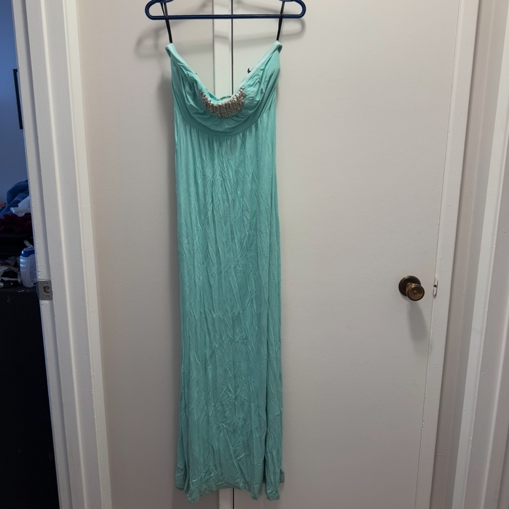 Elegant Aqua Strapless Dress